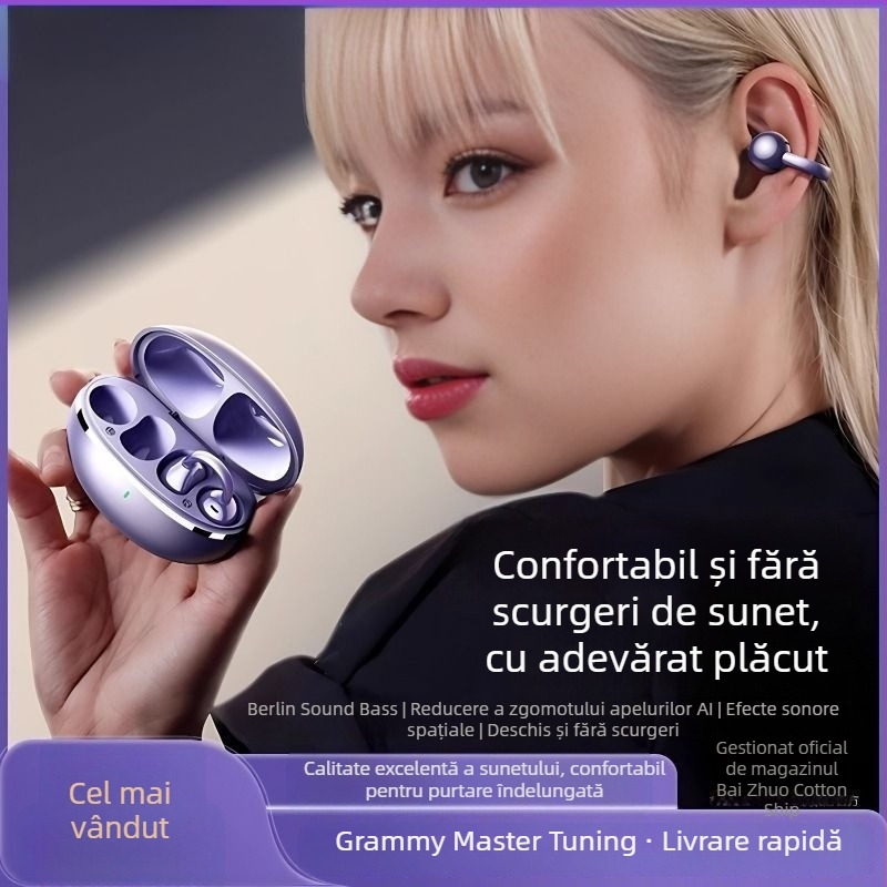 Căști Bluetooth fără fir 2025, autonomie foarte lungă, căști sport cu clips, anulare zgomot, sunet de înaltă calitate și confort la purtare