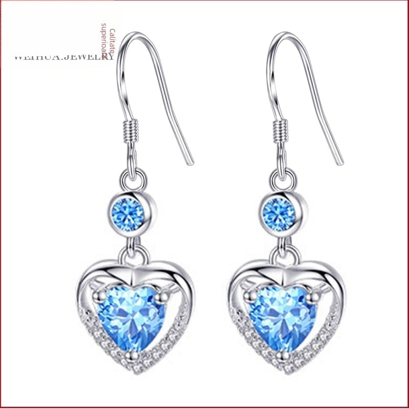 Cercei - cupru, Weihua, în formă de inimă, Iarna 2022, H63 Ocean Heart