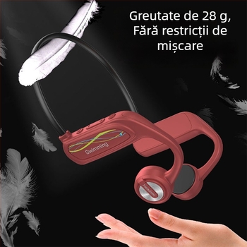 K9 Cască cu conducție osoasă, montată pe cap, IP68 impermeabil, 16GB memorie, Bluetooth