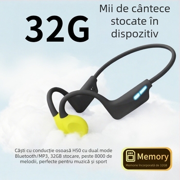 Căști Bluetooth cu conductivitate osoasă pentru sport, design cu bandă deschisă la gât, IP68 rezistente la apă, Bluetooth 6.0, autonomie peste 8 ore