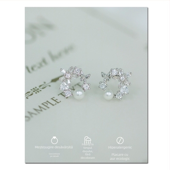 Cercei din cupru, formă geometrică pentru femei, prelucrare cu diamant, stil pastoral, clipsuri din silicon