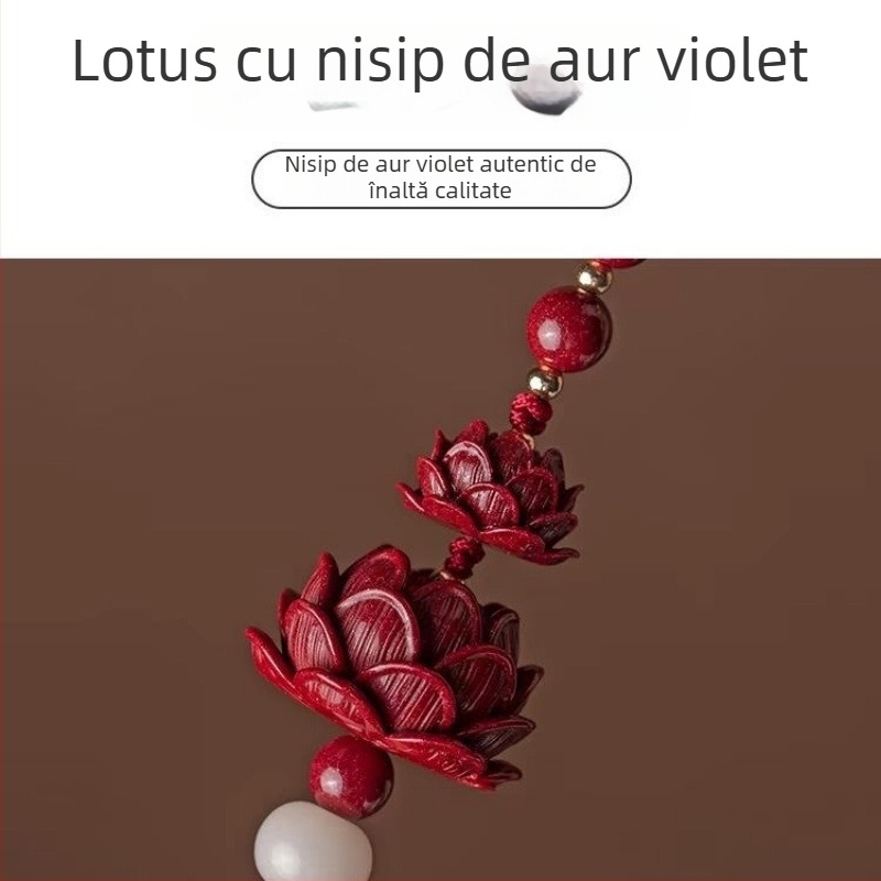 Pandantiv auto din cinnabar cu design lotus, stil modern, funcție sterilizare, accesoriu pentru oglinda retrovizoare