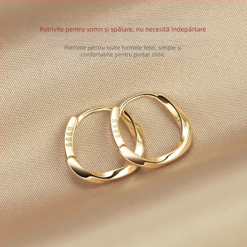 Cercei hoop din argint, stil simplu, placare electrolitică, lansare primăvara 2025