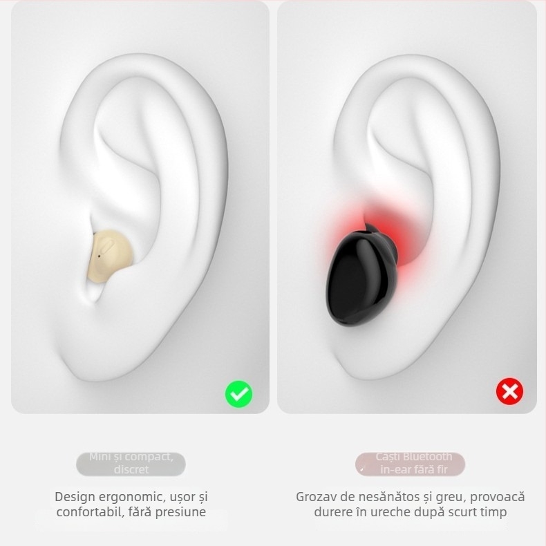 Căști wireless in-ear Ziwo cu reducere a zgomotului, Bluetooth 5.1, rază de 10 m, sunet stereo bidirecțional, autonomie 4–8 h