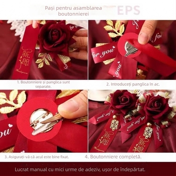 Set corsage mireasă și mire, stil modern minimalist pentru cuplu, formă geometrică, brand Unique, iarna 2022