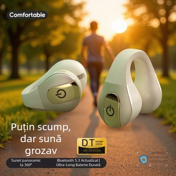 Căști Bluetooth cu clips – design cu clips, IPX7 rezistente la apă, Bluetooth 5.4, rază 15 m, autonomie peste 8 ore