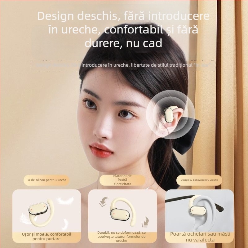 LENAPILY Căști wireless pentru ureche, Bluetooth 5.0, IPX5, autonomie baterie peste 8 ore, Ecran digital, rază 10 m