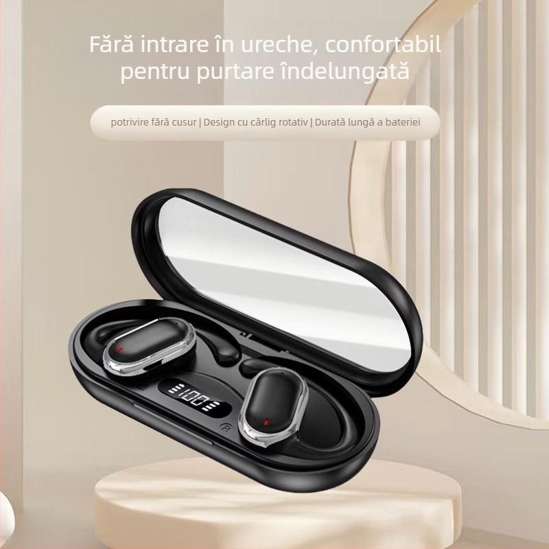 LENAPILY Căști wireless pentru ureche, Bluetooth 5.0, IPX5, autonomie baterie peste 8 ore, Ecran digital, rază 10 m