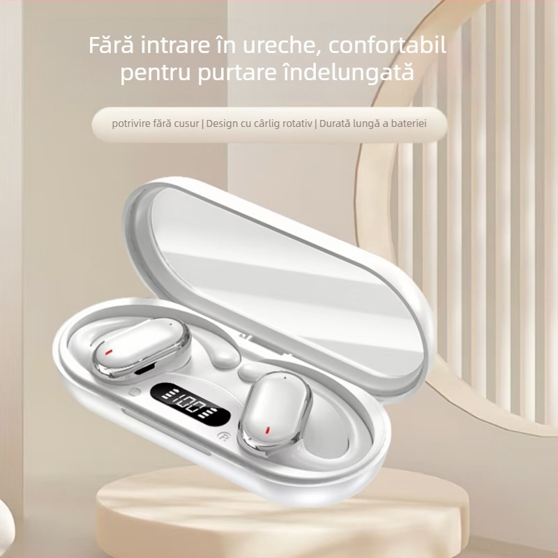 LENAPILY Căști wireless pentru ureche, Bluetooth 5.0, IPX5, autonomie baterie peste 8 ore, Ecran digital, rază 10 m