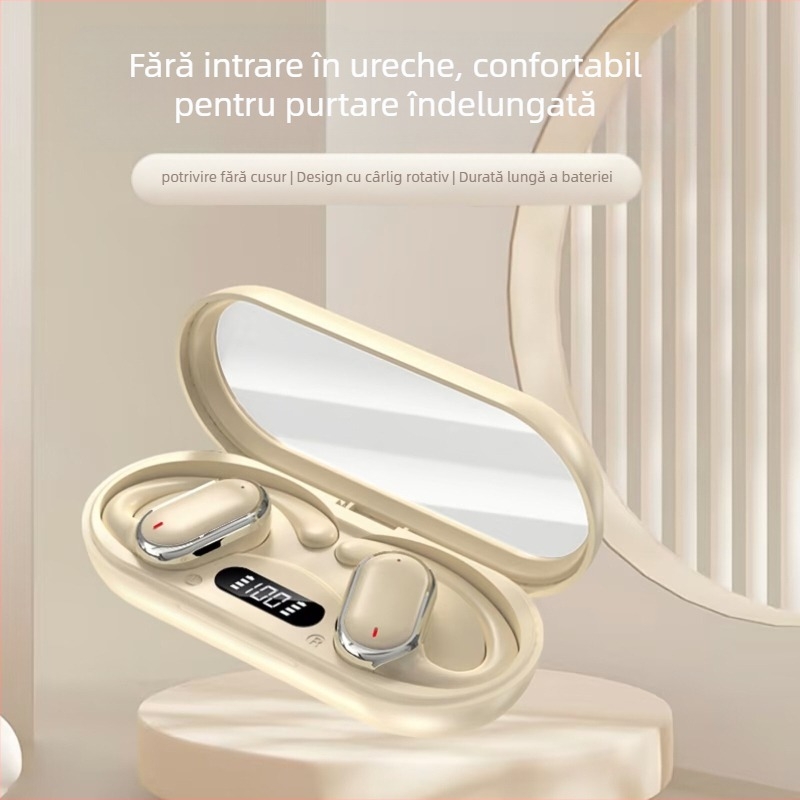 LENAPILY Căști wireless pentru ureche, Bluetooth 5.0, IPX5, autonomie baterie peste 8 ore, Ecran digital, rază 10 m