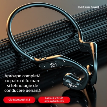 Shadow Giant Cască wireless cu conducție prin aer, montare la gât, stereo binaural, Bluetooth 5.3, rază de 10 m, autonomie peste 8 ore