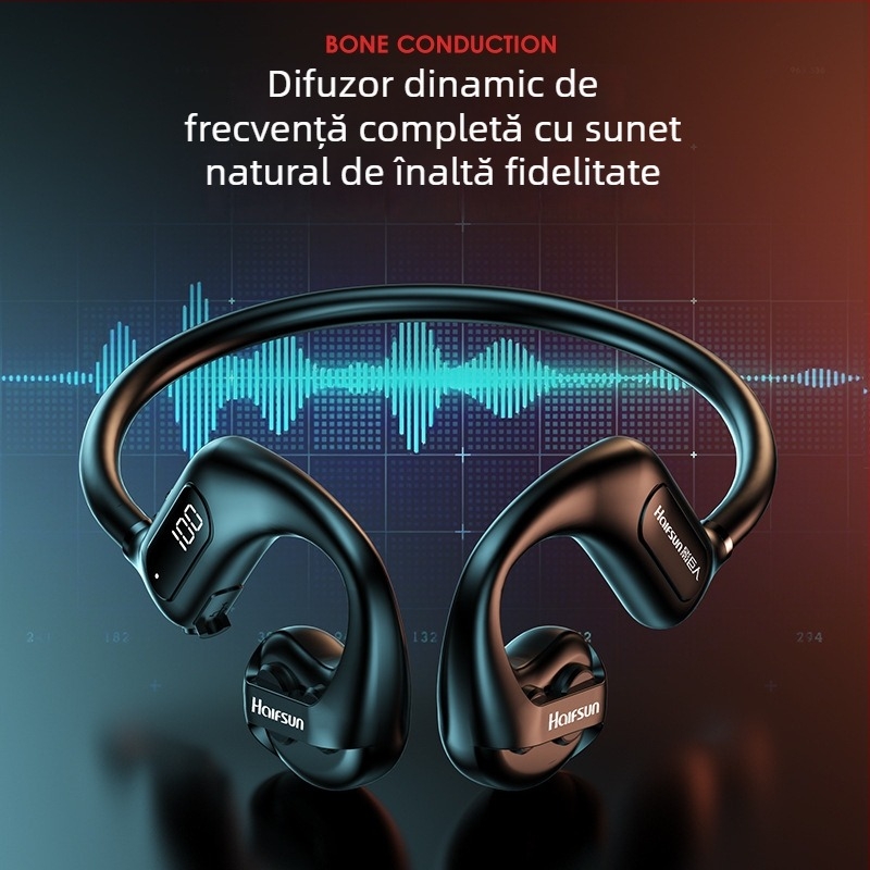 Shadow Giant Cască wireless cu conducție prin aer, montare la gât, stereo binaural, Bluetooth 5.3, rază de 10 m, autonomie peste 8 ore