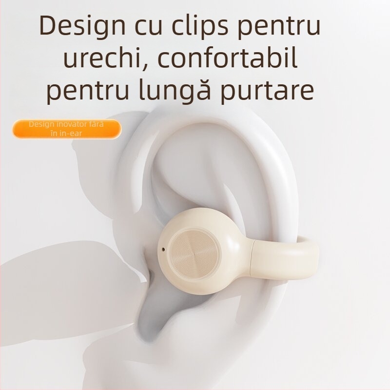 Căști Bluetooth fără fir pentru un singur ureche, tip clip, Bluetooth 5.3, rază 10 m, durata bateriei 4–8 h
