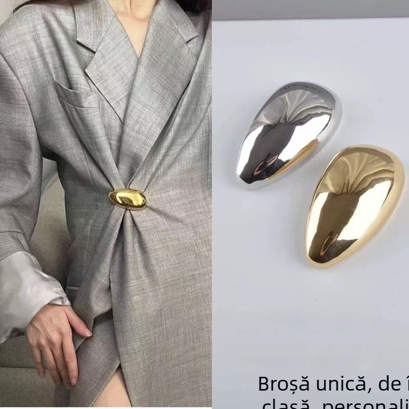 Broșă din aliaj, formă de picătură, electroplacare, memorie și decorare, unisex
