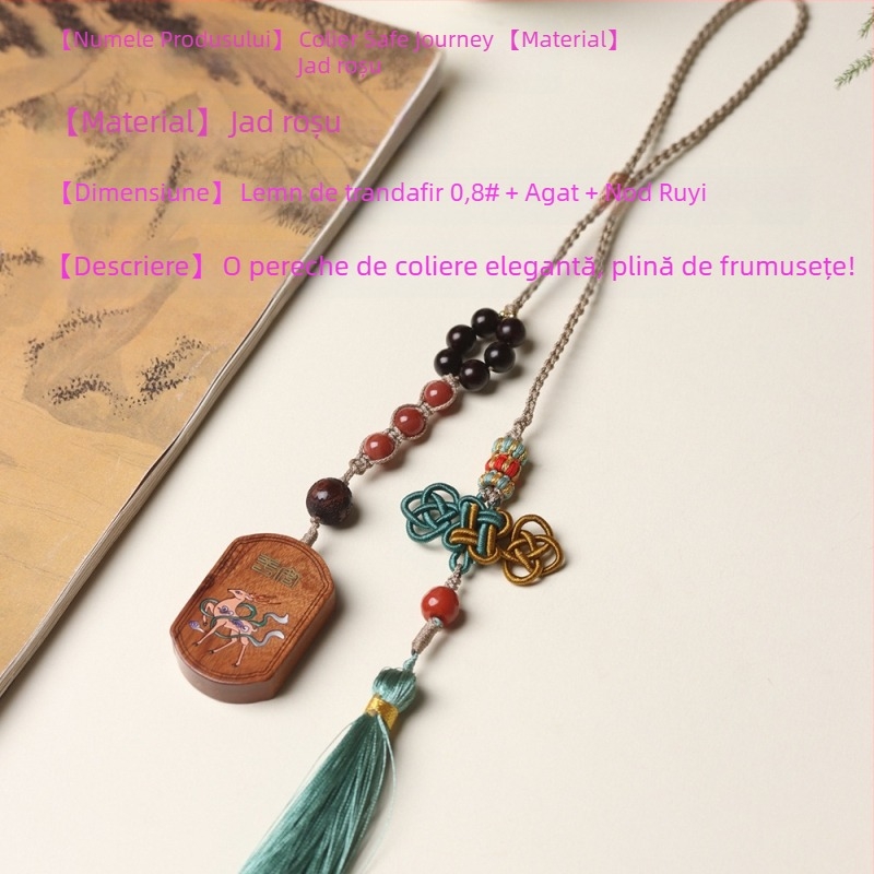 Pandantiv auto din lemn de santal, placat cu aur, stil nou chinezesc, accesorii interioare; model: animale drăguțe (ursuleț, purcel); lansare primăvara 2025