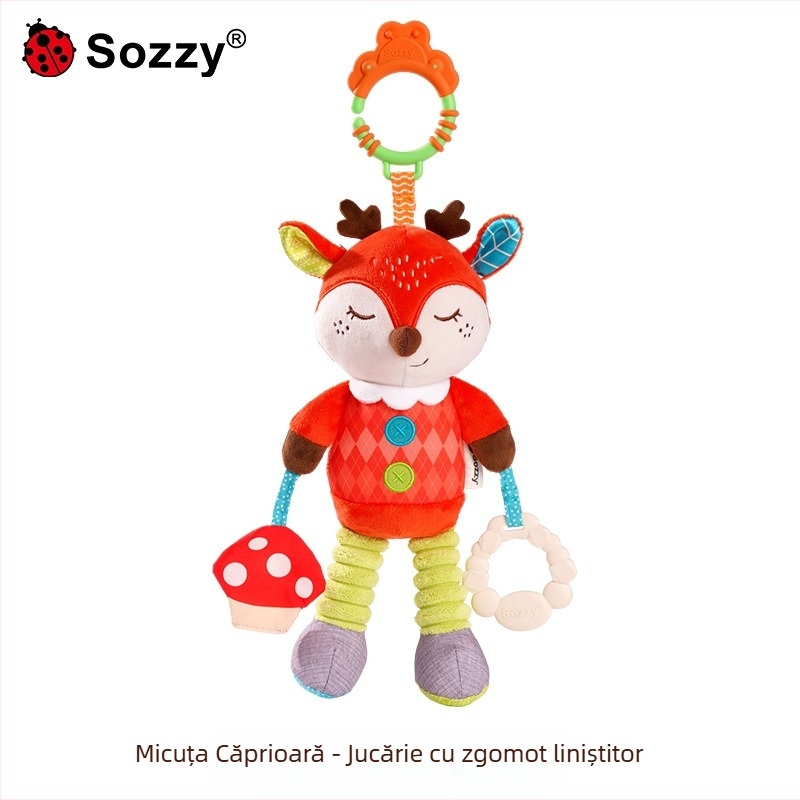 Sozzy jucărie agățată pentru cărucior, pluș, calmant, susține dezvoltarea la sugari (emoții, vedere, coordonare mână-ochi), pentru copii 0-3 ani