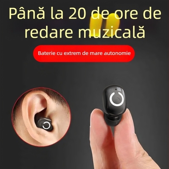 Căști Bluetooth fără fir — mini in-ear, Bluetooth 5.4, rază de 10 m, autonomie peste 8 ore, IPX6 rezistent la apă, matriță personalizată
