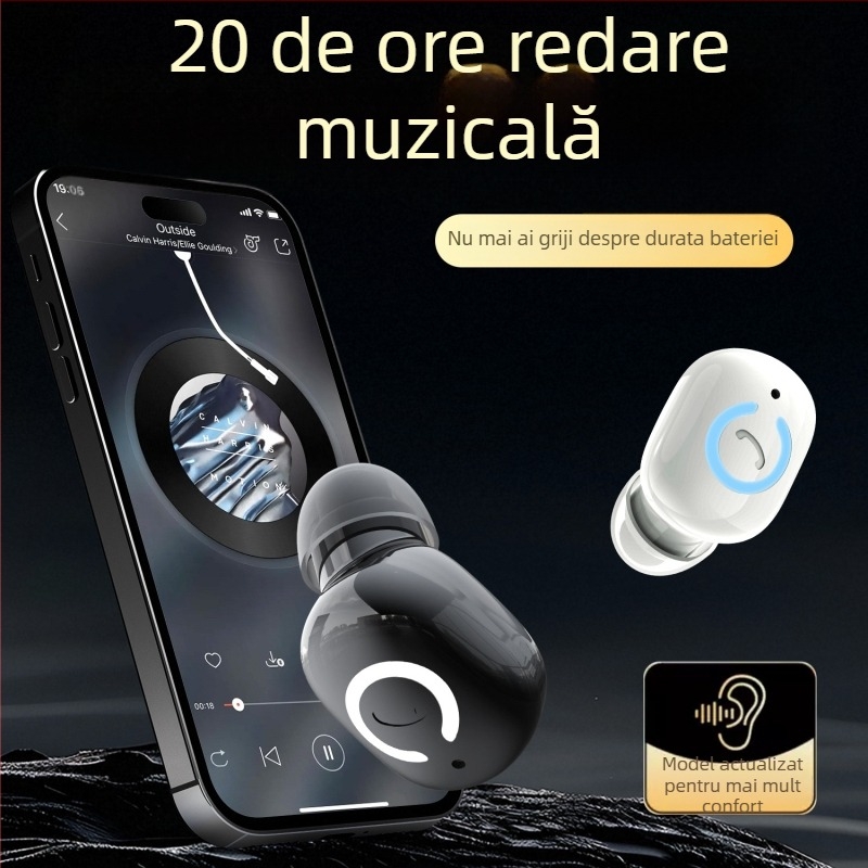 Căști Bluetooth fără fir — mini in-ear, Bluetooth 5.4, rază de 10 m, autonomie peste 8 ore, IPX6 rezistent la apă, matriță personalizată