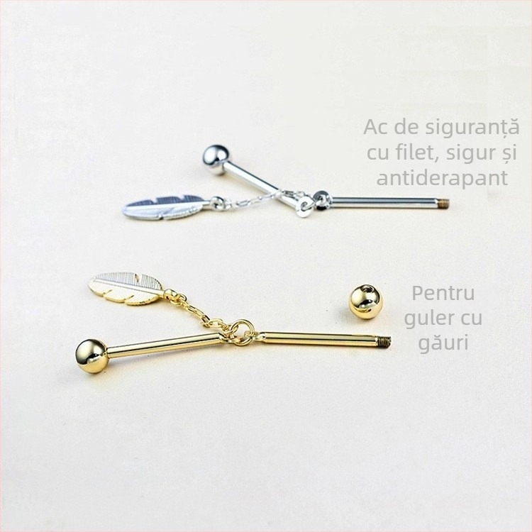 Broșă de rever spiral pentru cămăși, broșă metalică cu frunză și ciucuri, accesoriu vestimentar personalizabil