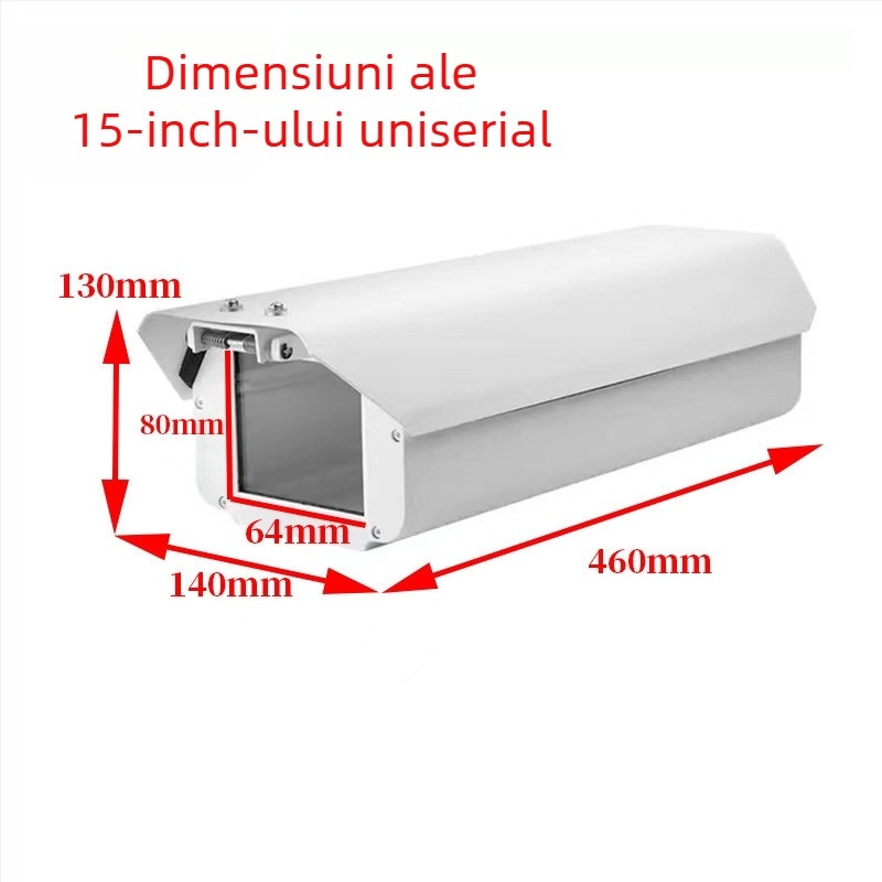 Protecție exterioară pentru camera de supraveghere din aliaj de aluminiu, carcasă pătrată; accesorii: scut și capac pentru sferă