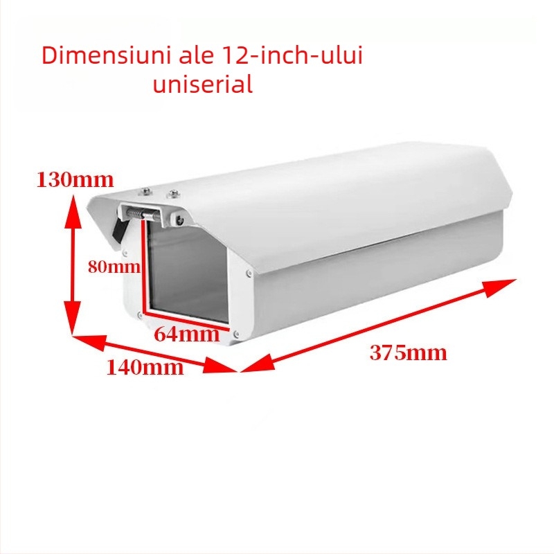 Protecție exterioară pentru camera de supraveghere din aliaj de aluminiu, carcasă pătrată; accesorii: scut și capac pentru sferă