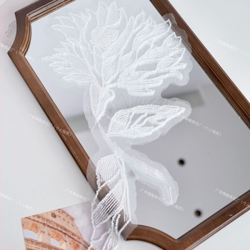 Patch cu tuburi de mărgele perle – formă florală, accesoriu de modă unisex, imprimare, personalizare