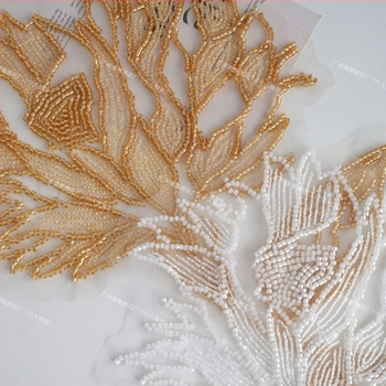 Patch cu tuburi de mărgele perle – formă florală, accesoriu de modă unisex, imprimare, personalizare