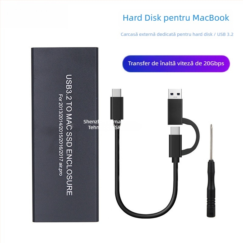 Carcasă SSD pentru MacBook Pro/Air 2013–2016, USB 3.2 Type-C, carcasă din aliaj de aluminiu, suportă până la 4TB, Model MCA7116
