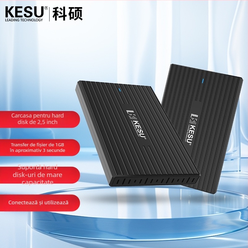 Cutie externă SATA pentru hard disk cu USB-C, carcasă din ABS, indicator LED RGB, model K3-B