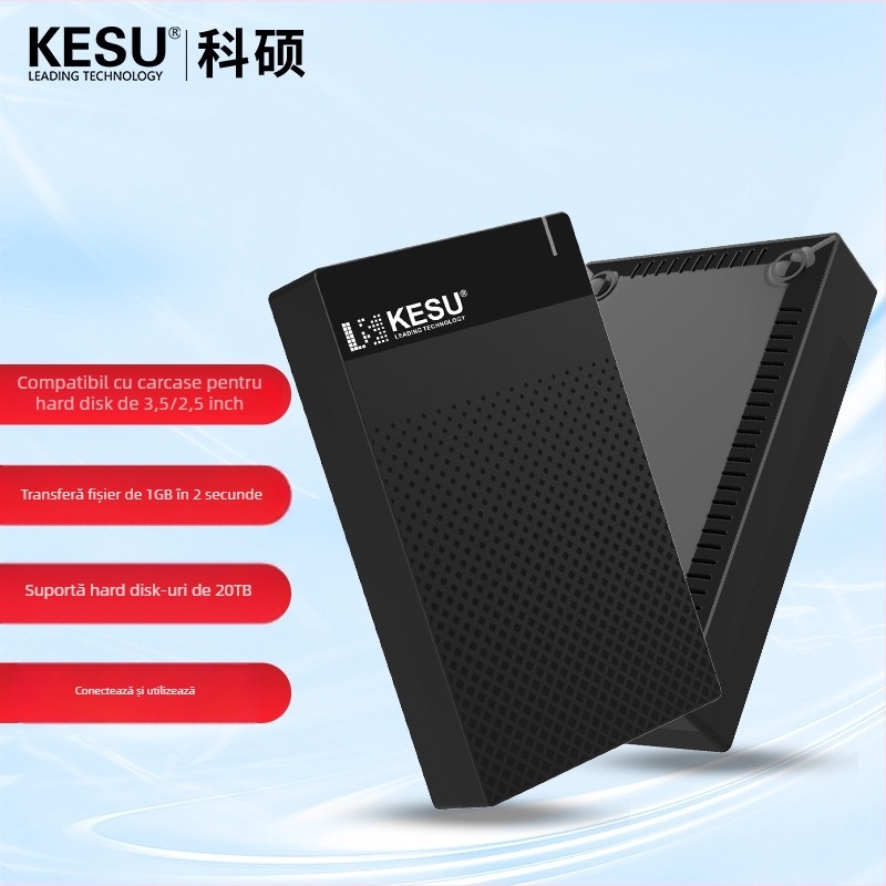 Cutie externă SATA pentru hard disk cu USB-C, carcasă din ABS, indicator LED RGB, model K3-B