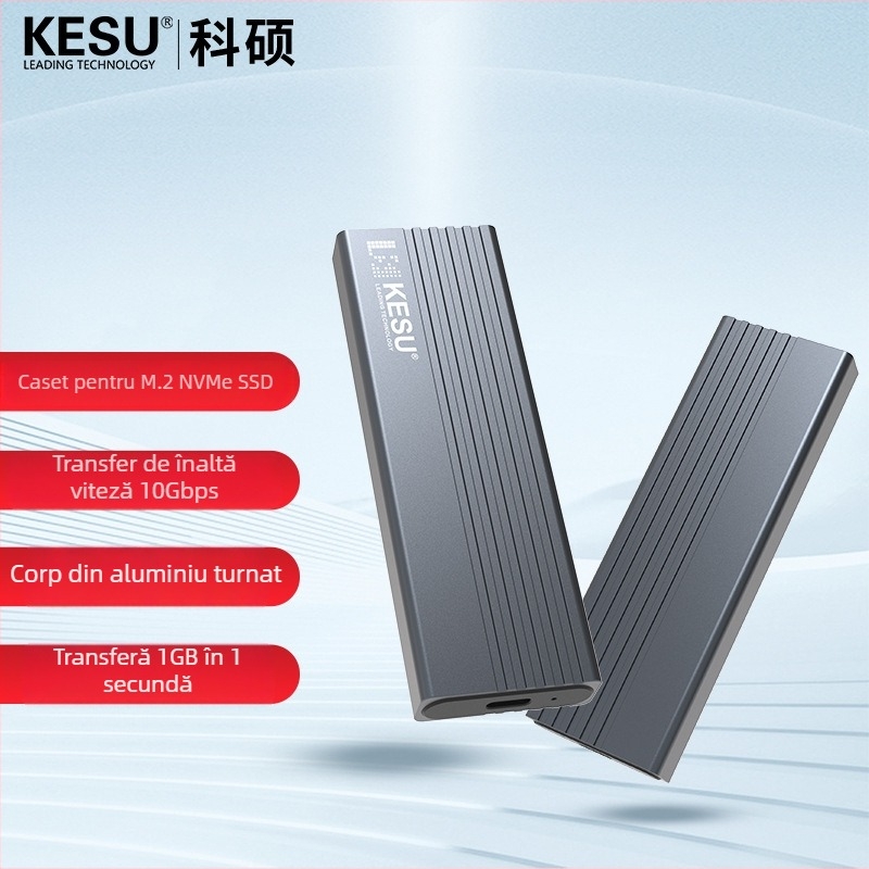 Cutie externă SATA pentru hard disk cu USB-C, carcasă din ABS, indicator LED RGB, model K3-B