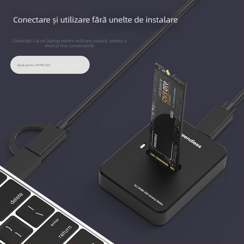 Dual-protocol SATA/NVMe — cititor rapid și dock pentru M.2 SSD, aliaj de aluminiu, 2TB, 10Gbps