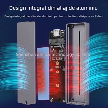 Cutie pentru SSD M.2 din aluminiu, USB 3.1, protocol dual, suport până la 2 TB