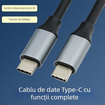Cablu de date USB 3.2 Type-C la Type-C, cu 16 fire, pentru proiecție 4K și încărcare rapidă 20V/3A
