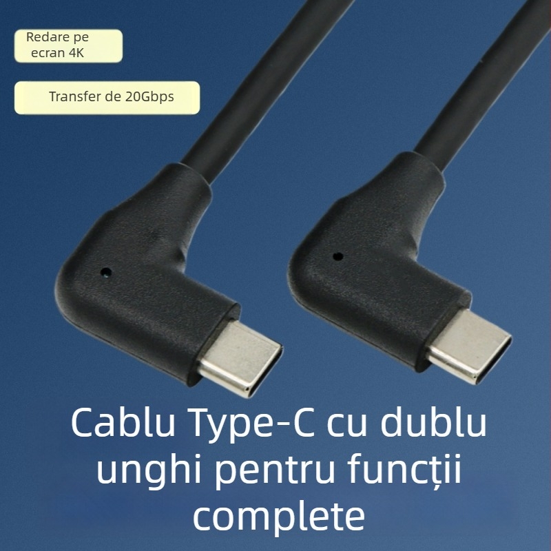 Cablu de date USB 3.2 Type-C la Type-C, cu 16 fire, pentru proiecție 4K și încărcare rapidă 20V/3A