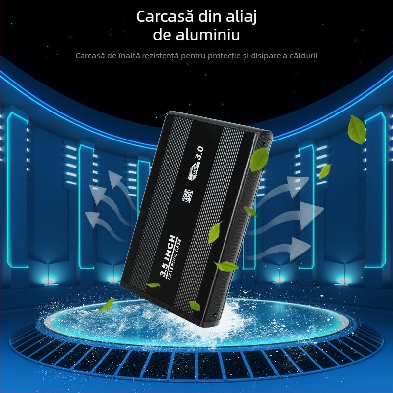 Carcasă externă pentru hard disk, aliaj de aluminiu, interfață USB 3.0, compatibil cu HDD de desktop și notebook