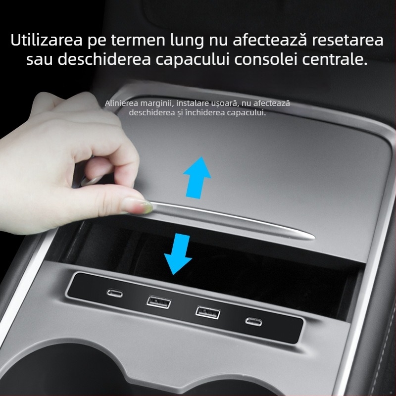 Dock USB pentru consola centrală Tesla Model 3/Y, cu 2 USB și 2 porturi USB-C, interfață USB 2.0, alimentare externă