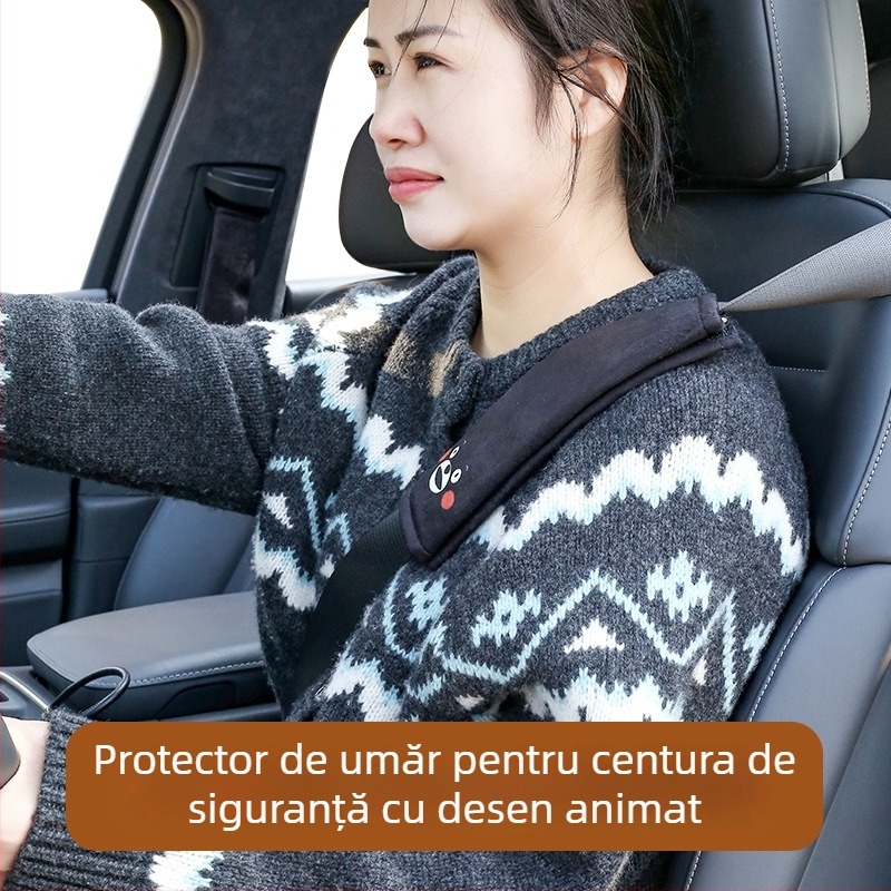 Protector pentru umărul centurii de siguranță auto, stil cartoon, poliester, protecție antiuzură, imprimare logo disponibil