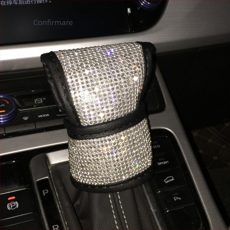 Capac schimbător de viteze cu inserții diamantate și mansetă pentru frână de mână cu pernă pentru umăr – PU material, decorare, accesorii: frână de mână și pernă pentru centură, fără personalizare