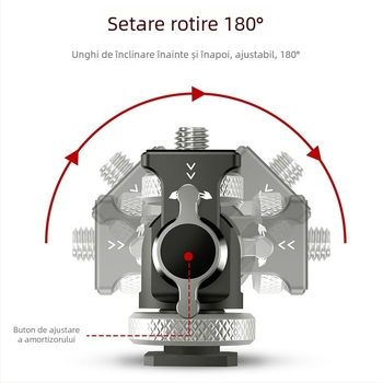 Medarig suport PTZ pan-tilt din aluminiu cu suport universal pentru cold shoe și șurub de 1/4 inch, suportă până la 2–5 kg