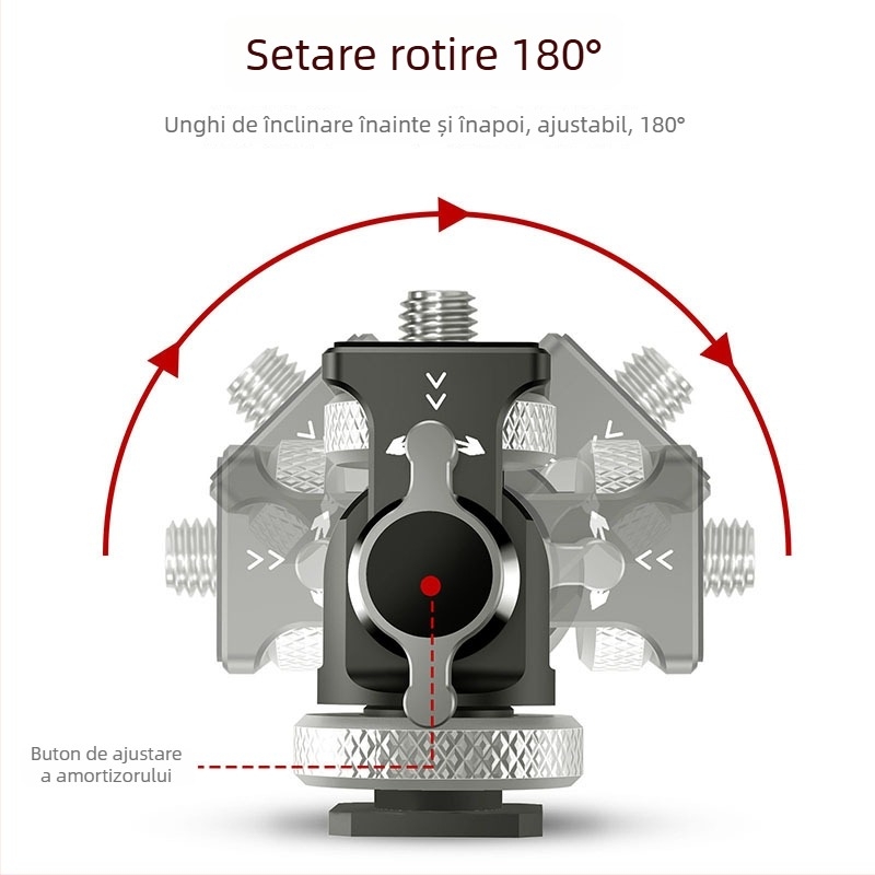 Medarig suport PTZ pan-tilt din aluminiu cu suport universal pentru cold shoe și șurub de 1/4 inch, suportă până la 2–5 kg