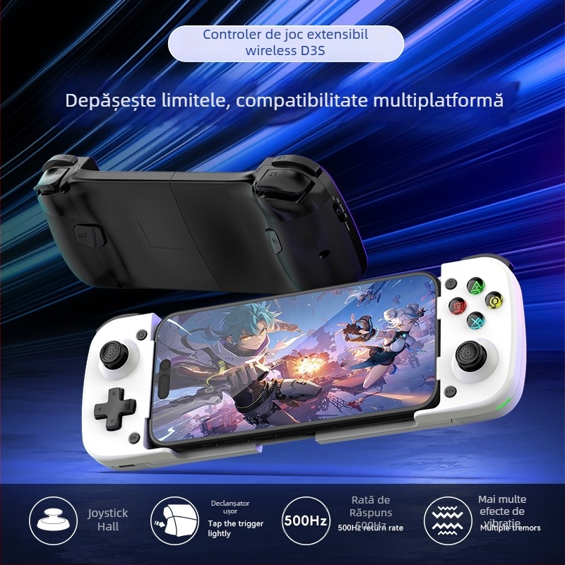 controler de joc Bluetooth cu USB-C, vibrații, buton de comutare a modului, compatibil Switch/PC/Android/iOS