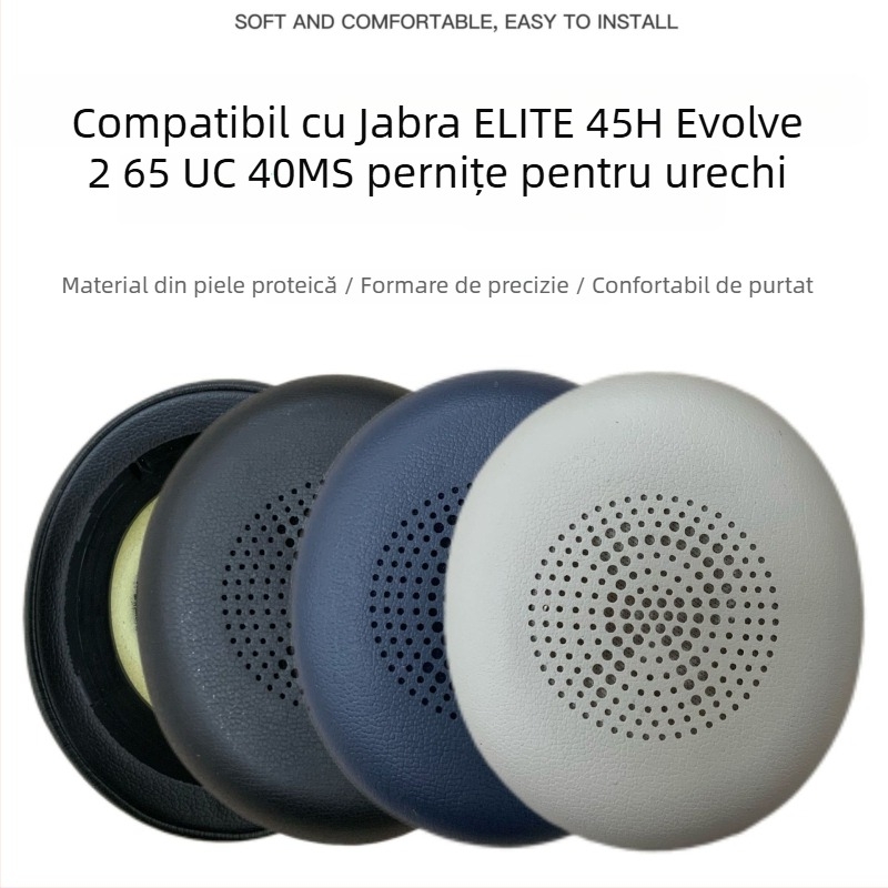 Husă din piele proteică pentru Jabra Evolve2 65 (65MS/65UC) și Evolve2 40 (40UC/40MS) – piele proteică, moale și confortabilă; compatibilă cu Elite 45h și seriile Evolve2 65/40; personalizată după model