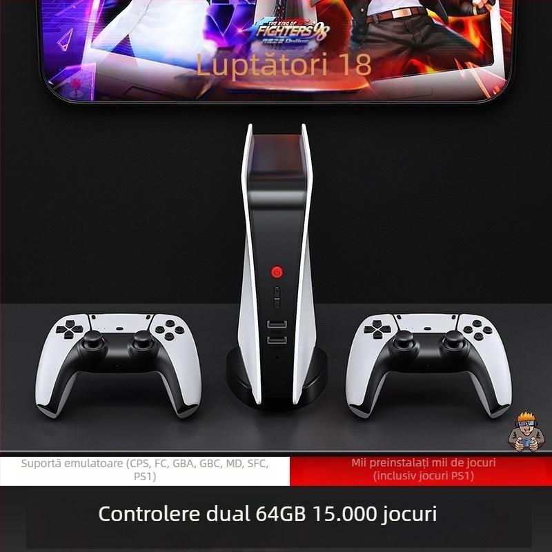 Consolă de jocuri M5 retro cu memorie de 64GB, software de joc original, ieșire HDMI, interfață USB, suport pentru doi jucători