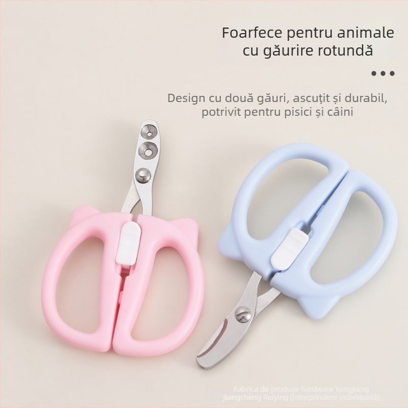 Clește de unghii pentru animale de companie, pentru șinșilă și pisică — antihemoragic, design cu gaură rotundă, pentru începători