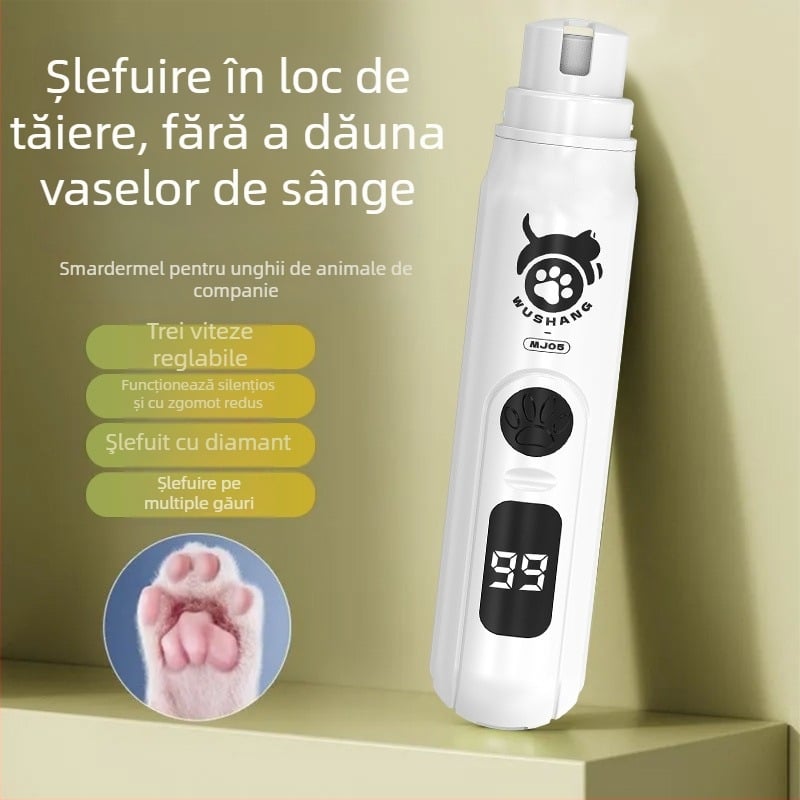 Polizor de unghii pentru animale de companie (pisici și câini) – pentru începători, funcție duală: polisare și tăierea unghiilor, delicat cu unghiile