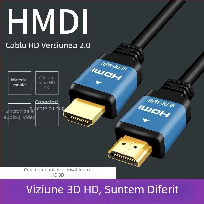 HDMI 2.0 cablu pentru dispozitive 4K (fibra optică; conectori placati cu aur; convertor tip hub)