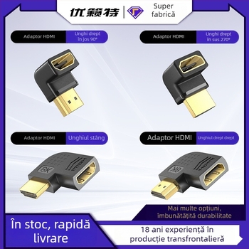 Adaptor HDMI, masculin către feminin, cotire stânga/dreapta, 90°/270°, Micro HDMI, placat cu aur