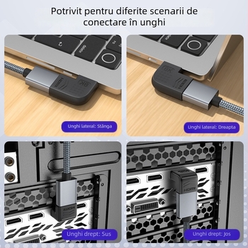 Adaptor HDMI, masculin către feminin, cotire stânga/dreapta, 90°/270°, Micro HDMI, placat cu aur