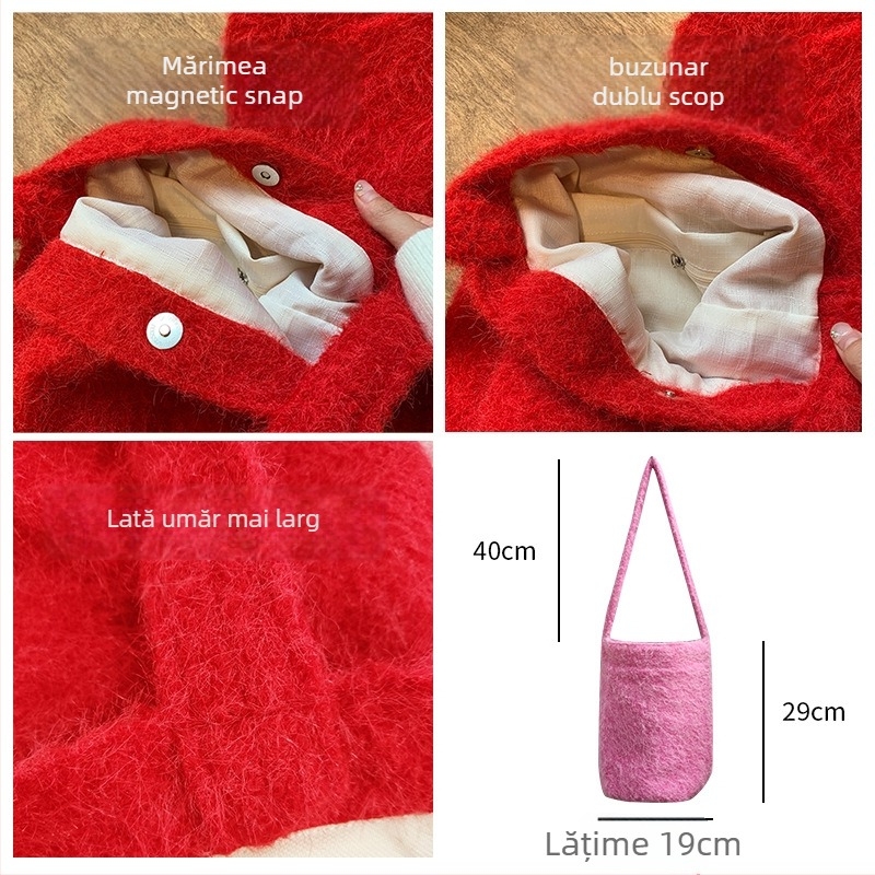 Geantă tip găleată din poliester, capacitate mare, căptușeală poliester, pentru uz zilnic, toamnă 2024